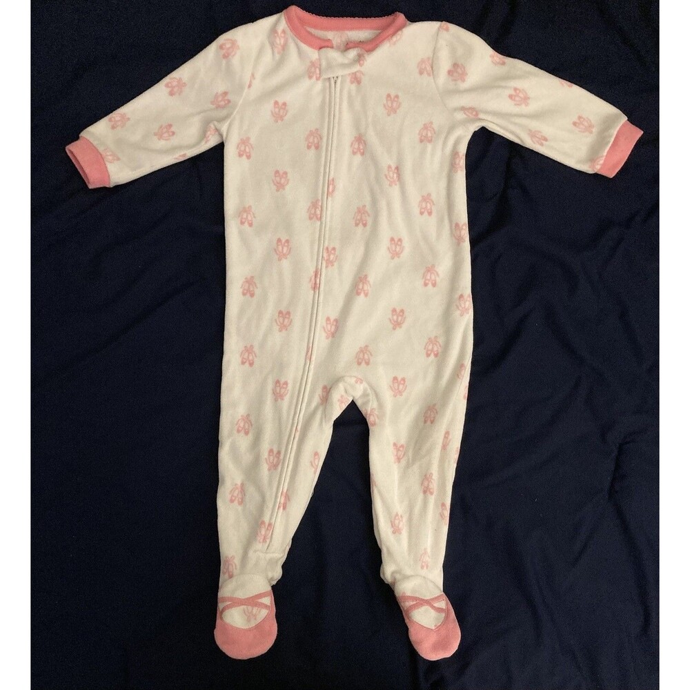 12 Months Carter's baby girl clothes - long sleeve one piece | ballerina theme